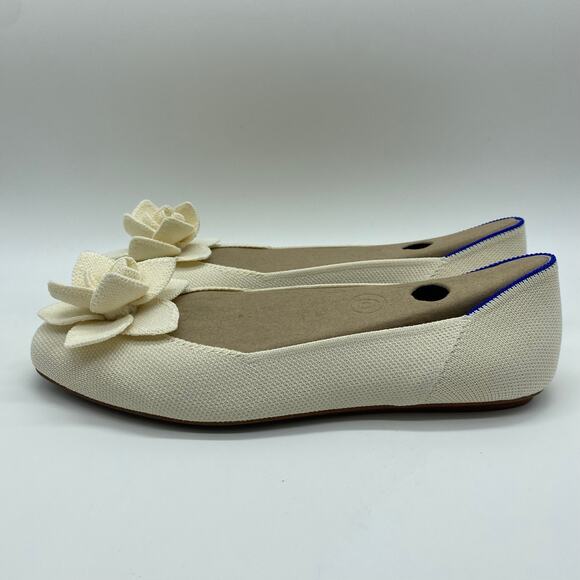 NIB Rothy's The Pedal Square Ballet Flats Cream Love Bird Slides Women size 8.5 - Picture 4 of 10
